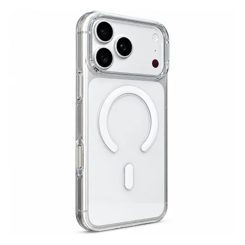 İphone 18 Pro Max Lüx Mika Sert Şeffaf Magsafe Kılıf | Metal Buton