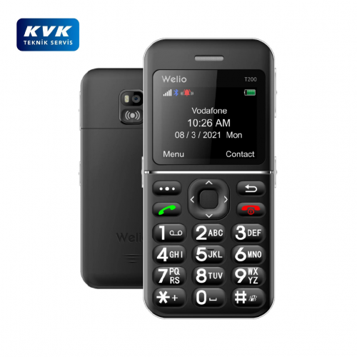 Welio Wkey T200 Kameralı Tuşlu Telefon | KVK Garantili | Gümüş Siyah