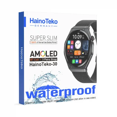 HainoTeko 30 Amoled İnce Kasa Akıllı Saat | 3 Kordon | 7 Gün Kullanım | Su Geçirmez