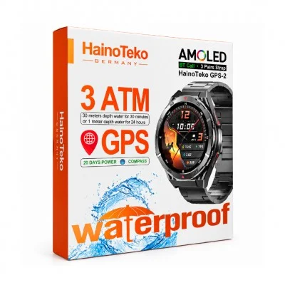 HainoTeko GPS2 Amoled Ekran Akıllı Saat | Siyah Kasa | 3 Kordon | GPS Takip