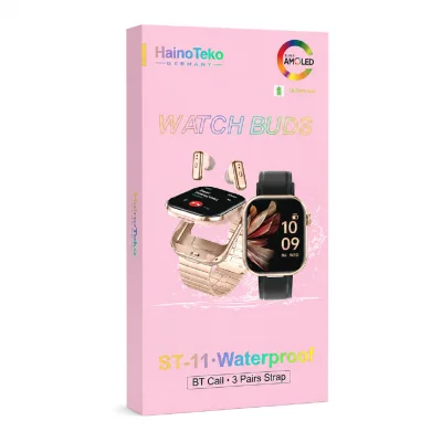 HainoTeko ST-11 Amoled Ekran Akıllı Saat | Watch Buds Kulaklık | 3 Kordon | Suya Dayanıklı