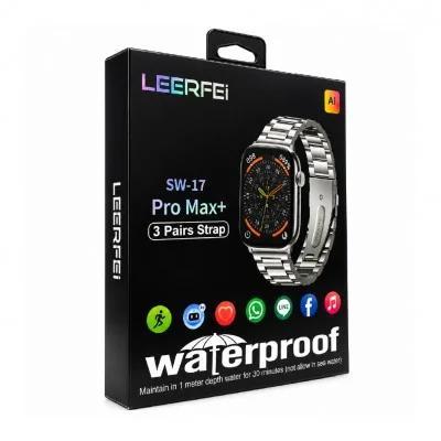Leerfei SW-17 Pro Max Amoled AI Akıllı Saat | 3 Kordon | Suya Dayanıklı