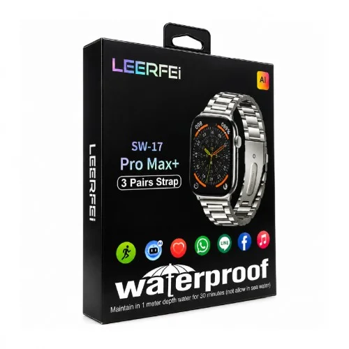Leerfei SW-17 Pro Max Amoled AI Akıllı Saat | 3 Kordon | Suya Dayanıklı
