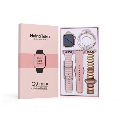HainoTeko G9 Mini Pembe Akıllı Saat | Bileklik Hediyeli | 3 Kordon