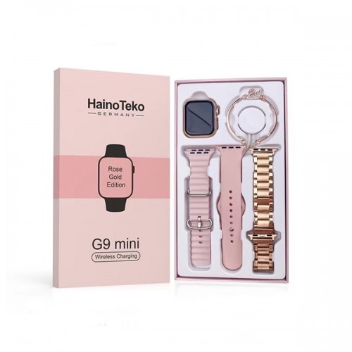 HainoTeko G9 Mini Pembe Akıllı Saat | Bileklik Hediyeli | 3 Kordon