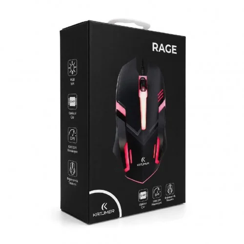 Katjmer MSERGE-001 Rage Usb Kablolu RGB Optik Mouse | 1000 Dpi