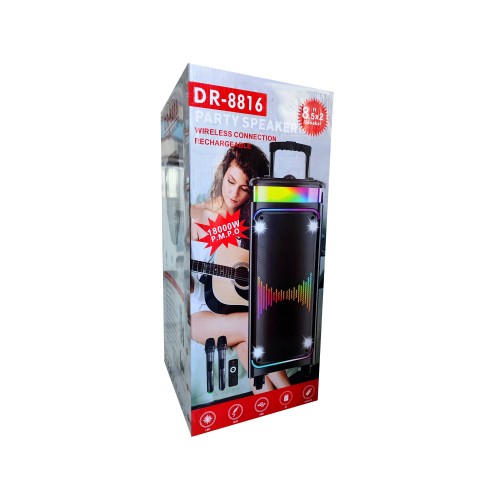 DR-8816 Bluetooth Hoparlör | RGB | USB-TF-FM | 2 x 8.5" | Kumanda | Çift Mikrofon DR-8816 Bluetooth Hoparlör | RGB | USB-TF-FM | 2 x 8.5" | Kumanda | Çift Mikrofon