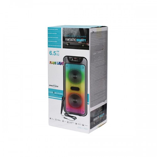 GTS-1703 Mikrofonlu Rgb Ledli Bluetooth Hoparlör Usb-Tf-Fm 6.5"x2  (Mikrofonlu)