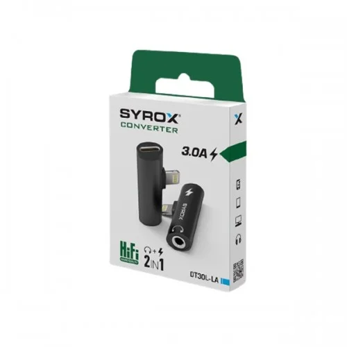 Syrox Lightning Şarj |  Kulaklık Aux Dönüştürücü Adaptör | DT30L-LA