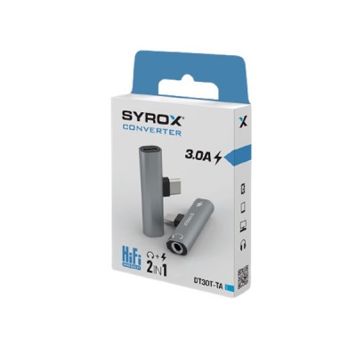 Syrox Typec Şarj | Kulaklık Aux Dönüştürücü Adaptör | DT30T-TA