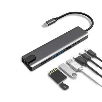 Leerfei Type-C HDTV Çok Fonksiyonlu 8 Port Dönüştürücü 