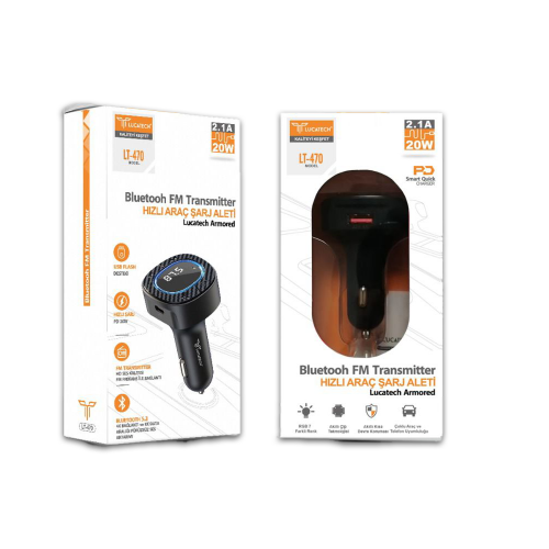 Lucatech Lt-470 2.1 Amper 20W PD Bluetooth Fm Transmitter