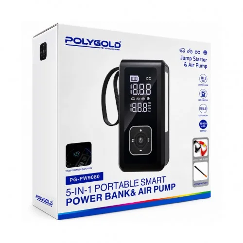 Polygold PW9080 5in1 Powerbank | Hava Pompası | Akü Şarj Etme