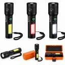 Powerdex PD-007 Şarj Edilebilir El Feneri | Işıldak | 10W 1000 Lümen | Teleskopik Zoom | SOS ve Çakar Işığı