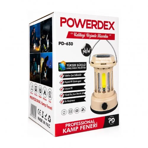 Powerdex PD-630 Güneş Enerjili Askılı LED Aydınlatma | Dimmer Ayarlı Işık Seviyesi