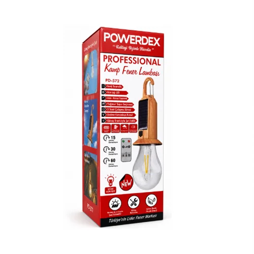 Powerdex PD572 Güneş Enerjili Uzaktan Kumandalı Gün Işığı Kamp Lambası | Su Geçirmez