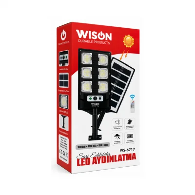 Wison WS-6717 Güneş Enerjili Kumandalı Sensörlü Otomatik LED Aydınlatma | 1500 Lümen 