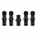 Paleon T90 Type-C | Lightning Girişli LCD Göstergeli 2.4G Kablosuz Dörtlü Yaka Mikrofonu