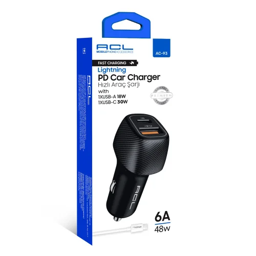 Acl Ac-93 6A 48W Lightning Pd Oto Şarj Aleti | Hızlı