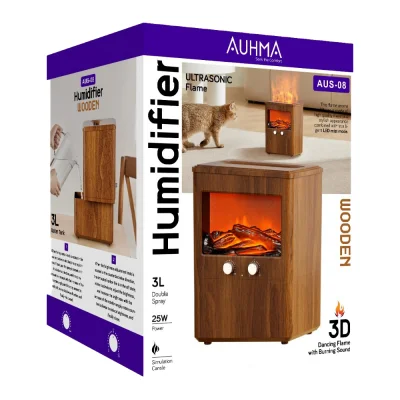Auhma Aus-08 Hava Nemlendirici | Ahşap Görünüm | Ultrasonic Alev