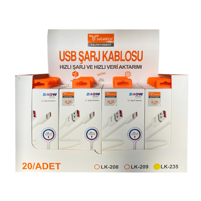 Lucatech LK235 240W Type-C Usb Şarj Kablosu (20 Adet)