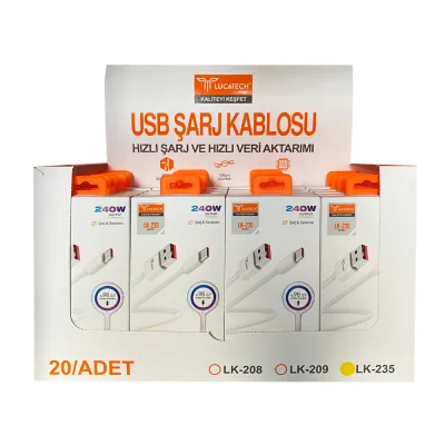 Lucatech LK235 240W Type-C Usb Şarj Kablosu (20 Adet)