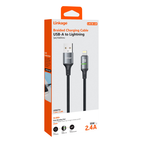 Linkage Lkcb49 15W 2.4A Lightning Şarj Kablosu