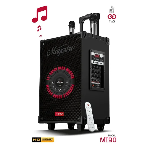 Powerway Mayestro MT90 Taşınabilir Bluetooth Speaker | Çift Mikrofon | Karaoke Sistemi | TWS