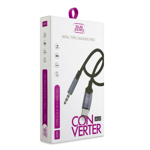 Subzero AX90 Type-C Aux Dönüştürücü Metal Hasır Kablo Subzero AX90 Type-C Aux Dönüştürücü Metal Hasır Kablo