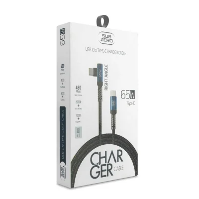 Subzero CL100 65W PD Type-C Örgülü Şarj Kablosu | Metal Başlık