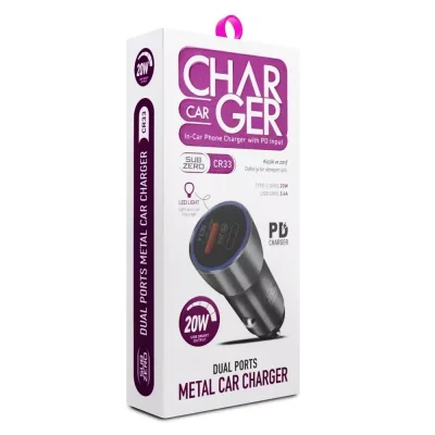 Subzero CR33 20W 3.4A Hızlı PD | Usb Metal Araç Şarj Başlığı