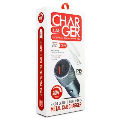 Subzero CR96 20W 3.4A Hızlı PD | Usb Çıkışlı Micro Araç Şarj Aleti