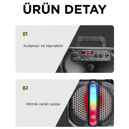 Torima D26 Bluetooth Speaker 8'' | Mikrofon | Kumanda