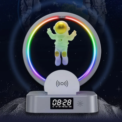 Y558 Astronot Hoparlör Radyo Telefon Stand Kablosuz Şarj RGB Işıklı