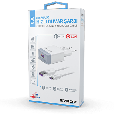 Syrox Syx-Q30 Micro 3A Quıck Hızlı Ev Şarj