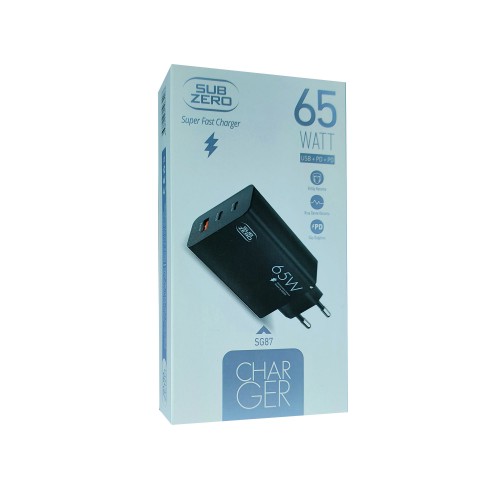 Subzero SG87 65W Usb|PD|PD Girişli Fast Type-C Şarj Aleti Subzero SG87 65W Usb|PD|PD Girişli Fast Type-C Şarj Aleti