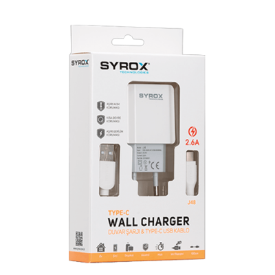 Syrox Syx-J48 Type-C 2.6 Amper Ev Şarj