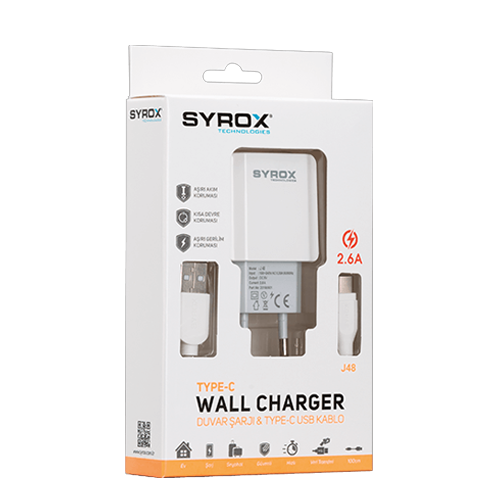 Syrox Syx-J48 Type-C 2.6 Amper Ev Şarj