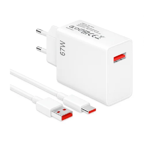 Wi 67W Type-C Kablo Ev Şarj Seti | Turbo Salise Gösterir