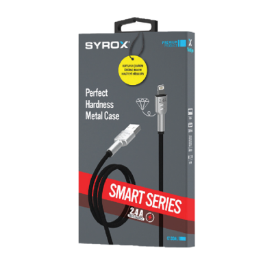 Syrox C-133AL 2.4 Amper Örgülü  İphone Fast Kablo | Metal