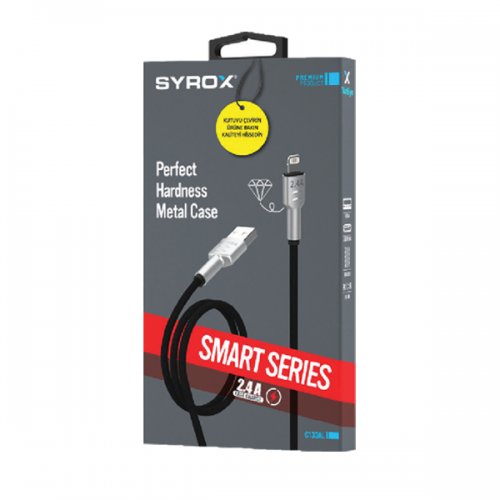 Syrox C-133AL 2.4 Amper Örgülü  İphone Fast Kablo | Metal