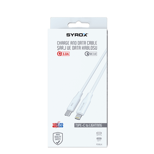 Syrox PD18LK 18 W 3.0 Amper Type-C to Iphone Pd Şarj Kablosu