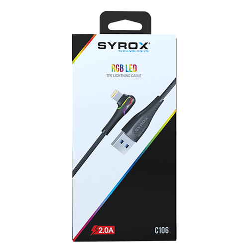 Syrox C106 Iphone 2 Amper Led Işıklı Şarj Kablosu