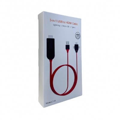 OneZero ZR18 3in1 Usb to Hdmi Kablo | Lightning - Micro - Type-C