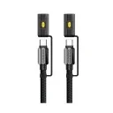 K-M11 240W 4in1 PD Type-C to Type-C Data Şarj Kablosu | Çakmak | Aydınlatma Işığı