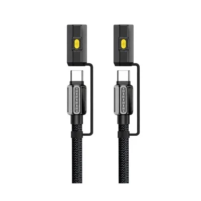K-M11 240W 4in1 PD Type-C to Type-C Data Şarj Kablosu | Çakmak | Aydınlatma Işığı