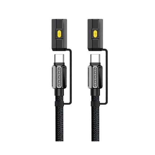 K-M11 240W 4in1 PD Type-C to Type-C Data Şarj Kablosu | Çakmak | Aydınlatma Işığı