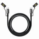 K-M11 240W 4in1 PD Type-C to Type-C Data Şarj Kablosu | Çakmak | Aydınlatma Işığı