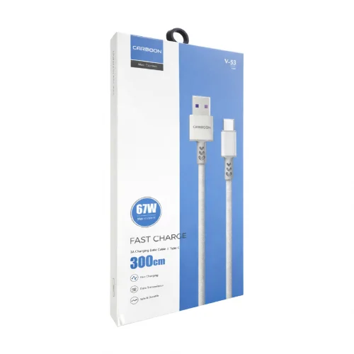 Carboon V53 Type-C Hızlı Şarj Kablosu | 3A 67W | 3 Metre