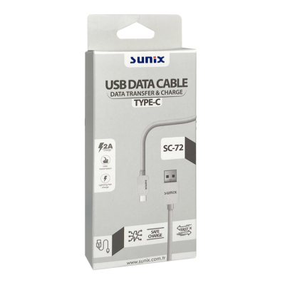 Toptan Sunix Sc72 Type-C 2 Amper Hızlı Şarj Kablosu Toptan Sunix Sc72 Type-C 2 Amper Hızlı Şarj Kablosu
